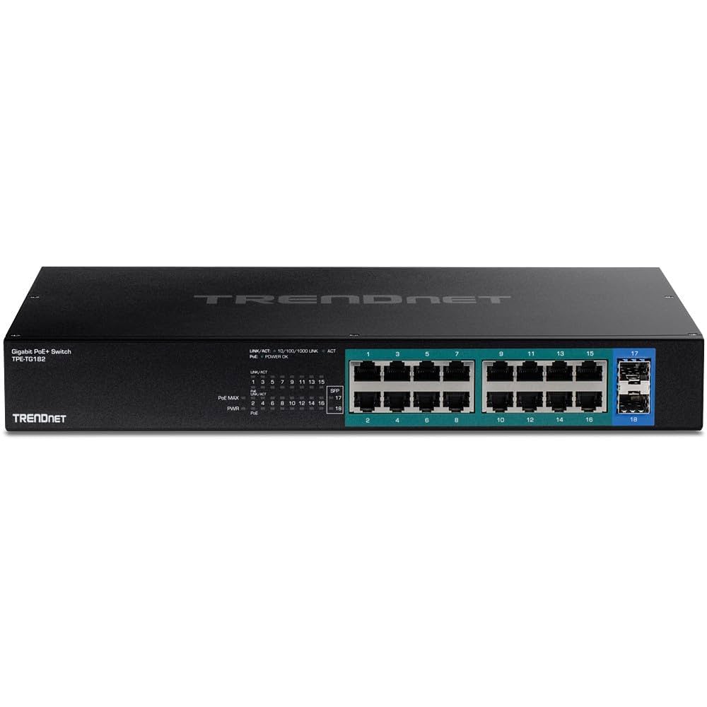 تريند نت - TPE-TG182، سويتش جيجابت PoE++ ذو 18 منفذًا بقدرة 240 واط - تايوان 1 تريند نت - TPE-TG182، سويتش جيجابت PoE++ ذو 18 منفذًا بقدرة 240 واط - تايوان